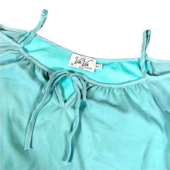 Vava by Joy Han size medium boho hippie cold shoulder floral bell sleeve shirt - Picture 8 of 16